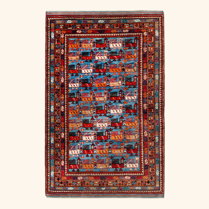 Traditional Afshar Wool Rug - 4' x 6'3"