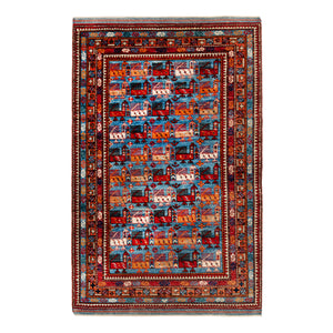 Traditional Afshar Wool Rug - 4' x 6'3"