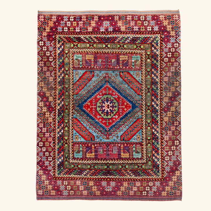Traditional Kazak Wool Rug - 5'4" x 6'7"