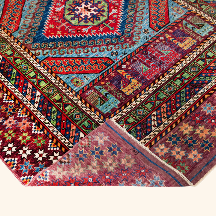 Traditional Kazak Wool Rug - 5'4" x 6'7"