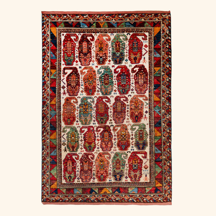 Traditional Afshar Wool Rug - 4'10" x 6'11"