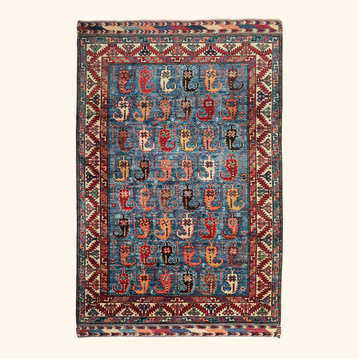 Traditional Afshar Wool Rug - 4'3" x 6'9"