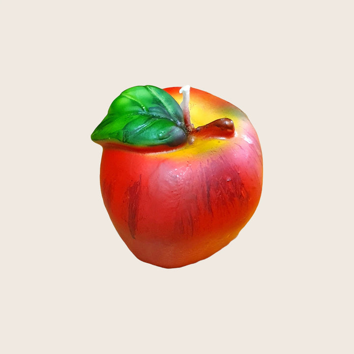 Red Apple with Leaf Candle