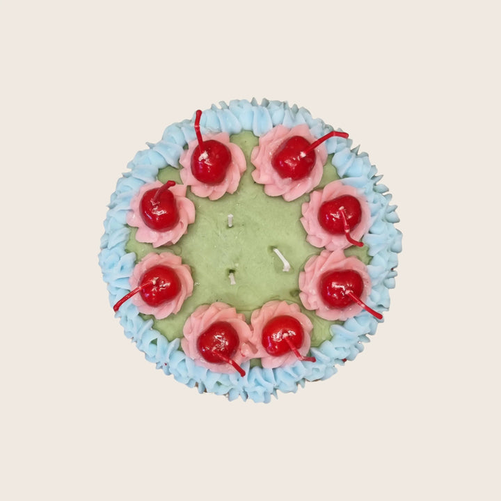 Green Cherry Cake Candle