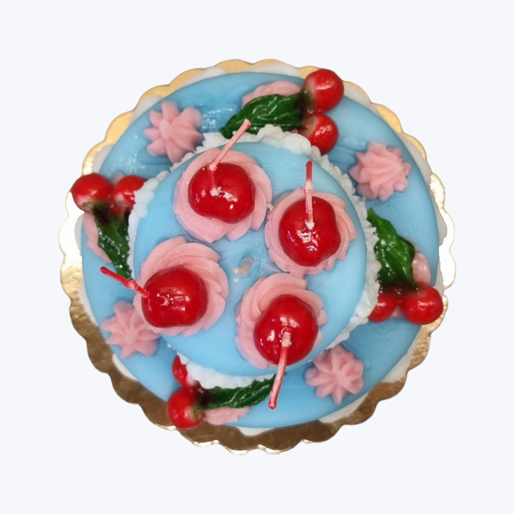 Blue Two-Tier Cake Candle