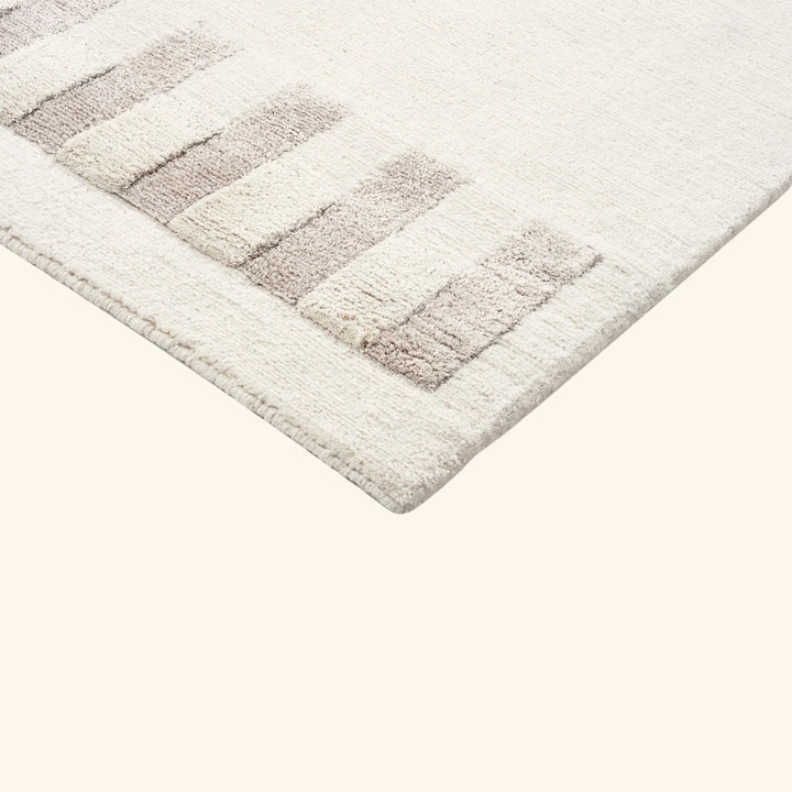 Ivory Contemporary Tibetan Wool Silk Blend Rug - 8' x 10'