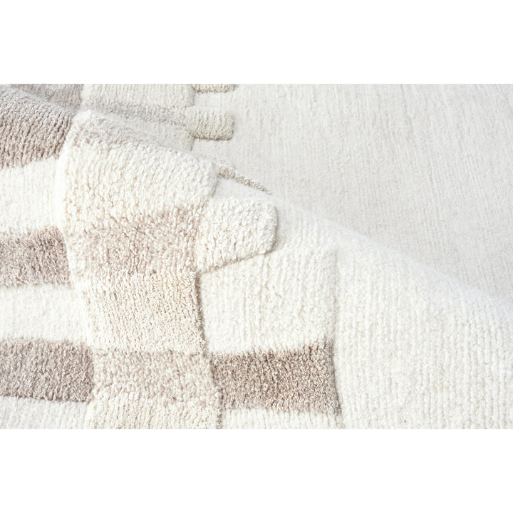 Ivory Contemporary Tibetan Wool Silk Blend Rug - 8' x 10'
