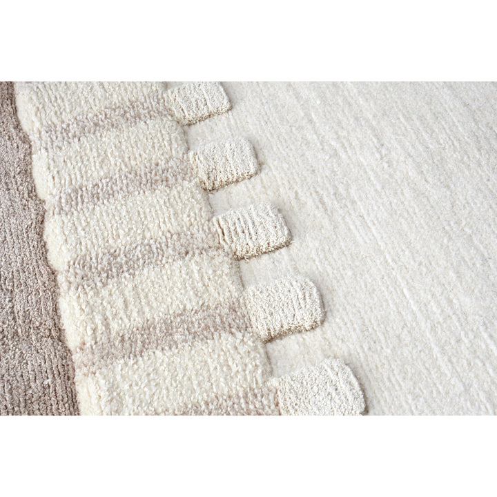 Ivory Contemporary Tibetan Wool Silk Blend Rug - 8' x 10'