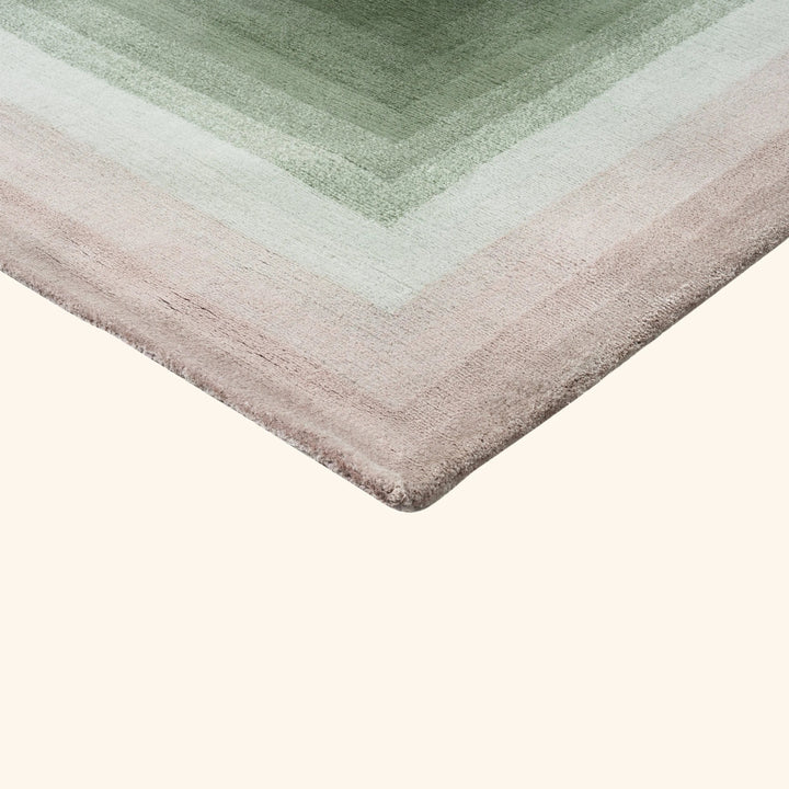 Grey Green Contemporary Tibetan Wool Silk Blend Rug - 8' x 10'