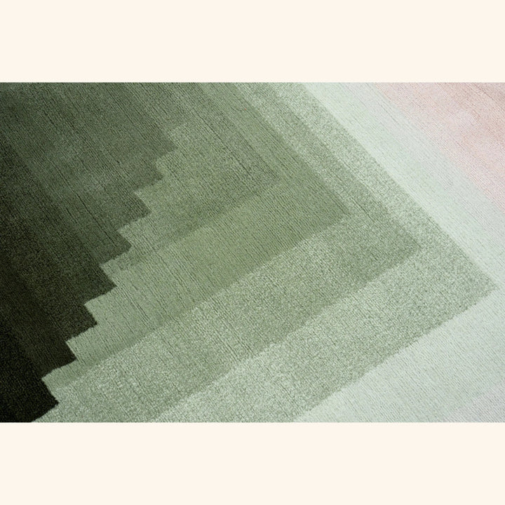 Grey Green Contemporary Tibetan Wool Silk Blend Rug - 8' x 10'