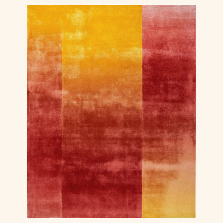 Red Yellow Contemporary Chinese Silk Rug - 8' x 10'