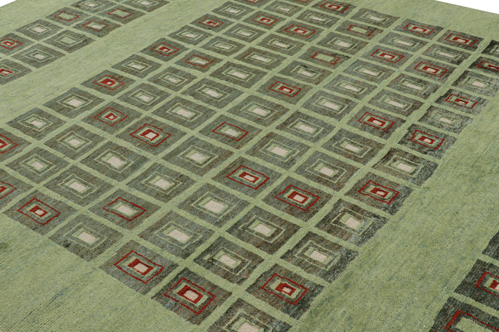 Green Swedish Inspired Wool Rug - 9'1" x 11'10"