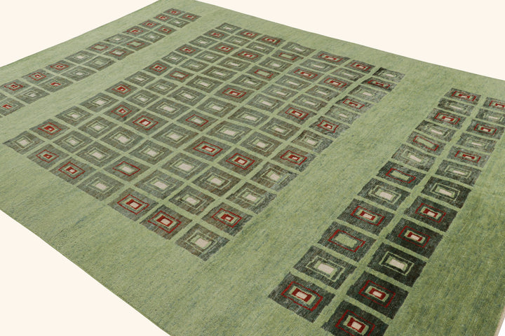 Green Swedish Inspired Wool Rug - 9'1" x 11'10"