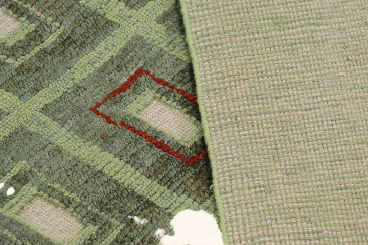 Green Swedish Inspired Wool Rug - 9'1" x 11'10"