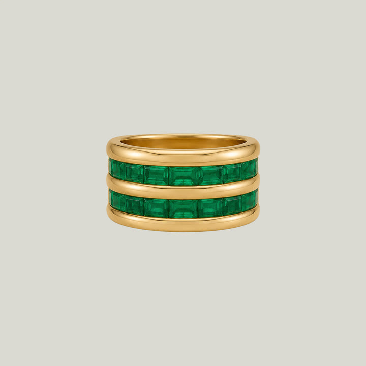 2-Row Emerald Band Ring