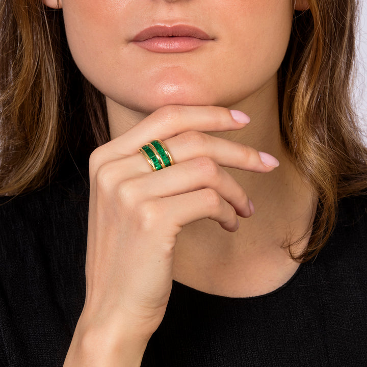2-Row Emerald Band Ring