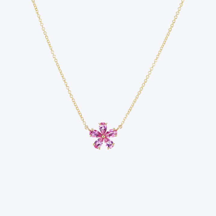 Small Pink Tourmaline Forget-Me-Not Necklace