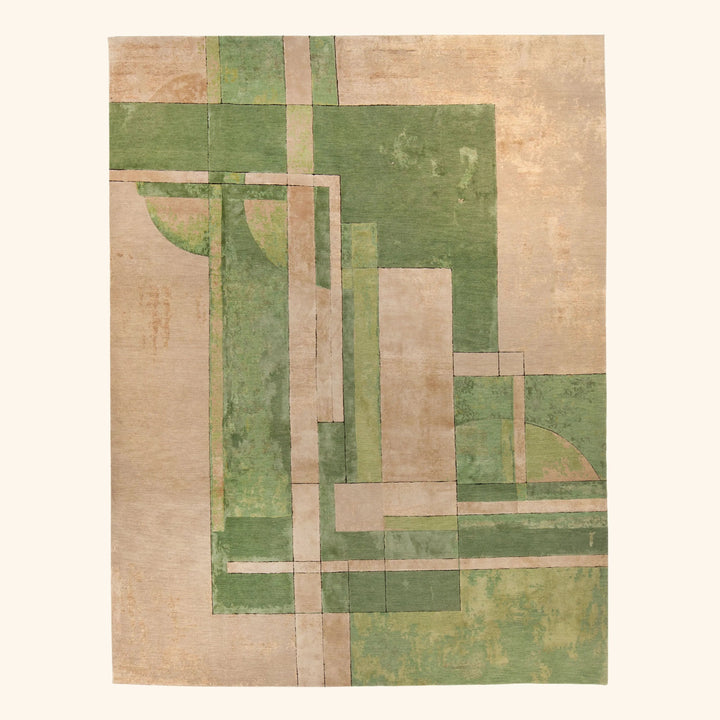 Green Contemporary Wool Hemp Silk Blend Rug - 8' x 10'