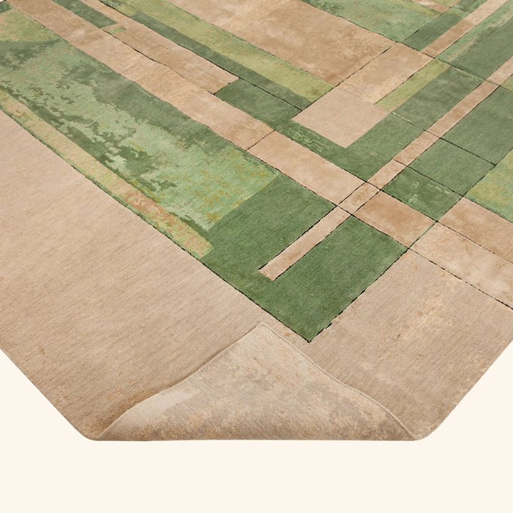 Green Contemporary Wool Hemp Silk Blend Rug - 8' x 10'