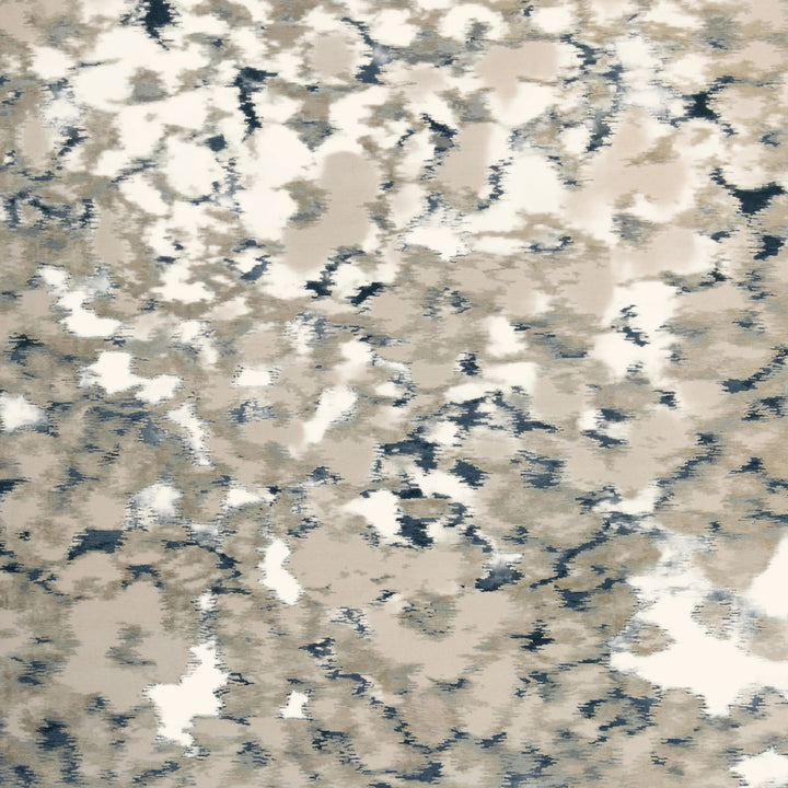 White Blue Contemporary Wool Silk Blend Rug - 8' x 10'