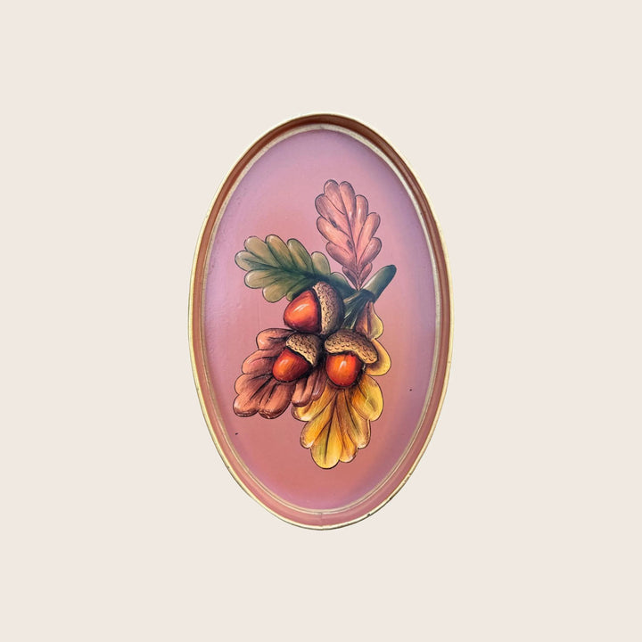 Acorns Flora Hand-Painted Iron Tray