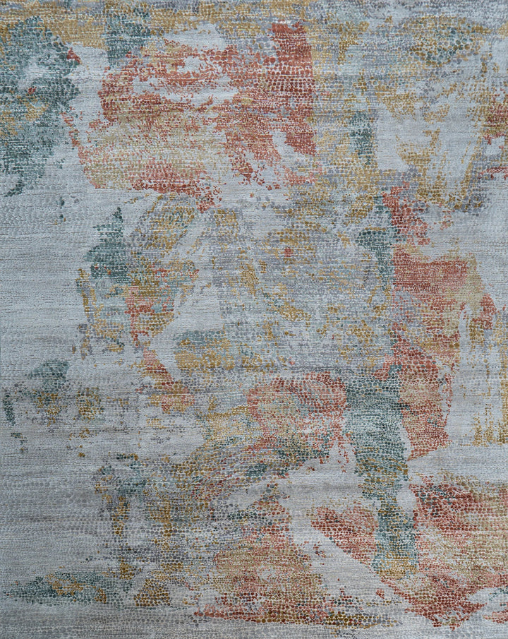 Multicolored Contemporary Silk Wool Blend Rug - 13' x 18'