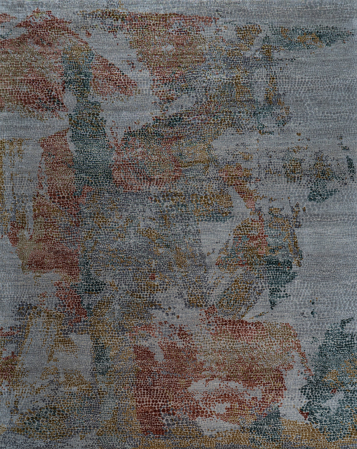 Multicolored Contemporary Silk Wool Blend Rug - 13' x 18'