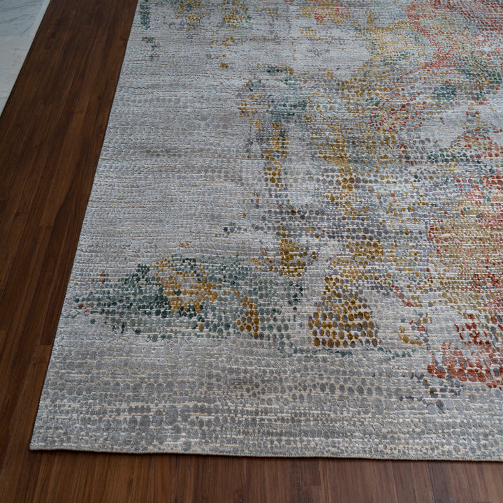 Multicolored Contemporary Silk Wool Blend Rug - 13' x 18'