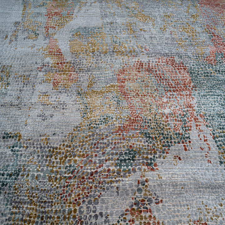 Multicolored Contemporary Silk Wool Blend Rug - 13' x 18'