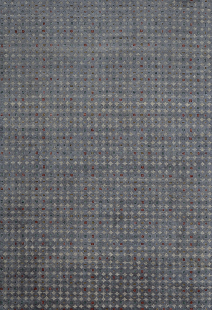 Grey Rust Contemporary Silk Wool Blend Rug - 6' x 9'