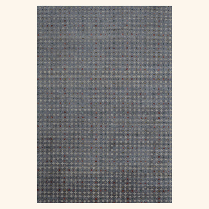 Grey Rust Contemporary Silk Wool Blend Rug - 6' x 9'