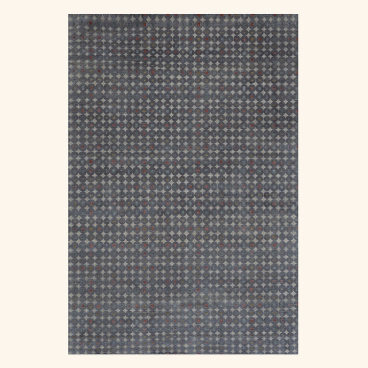 Grey Rust Contemporary Silk Wool Blend Rug - 6' x 9'