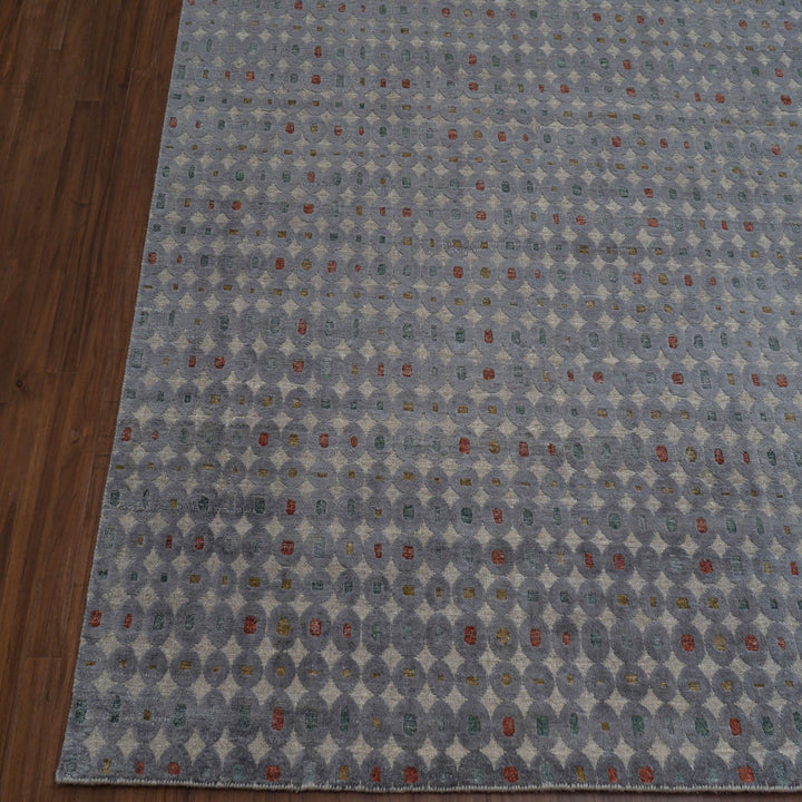 Grey Rust Contemporary Silk Wool Blend Rug - 6' x 9'