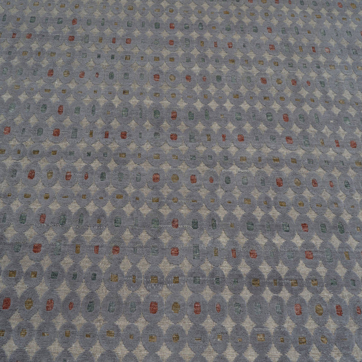 Grey Rust Contemporary Silk Wool Blend Rug - 6' x 9'