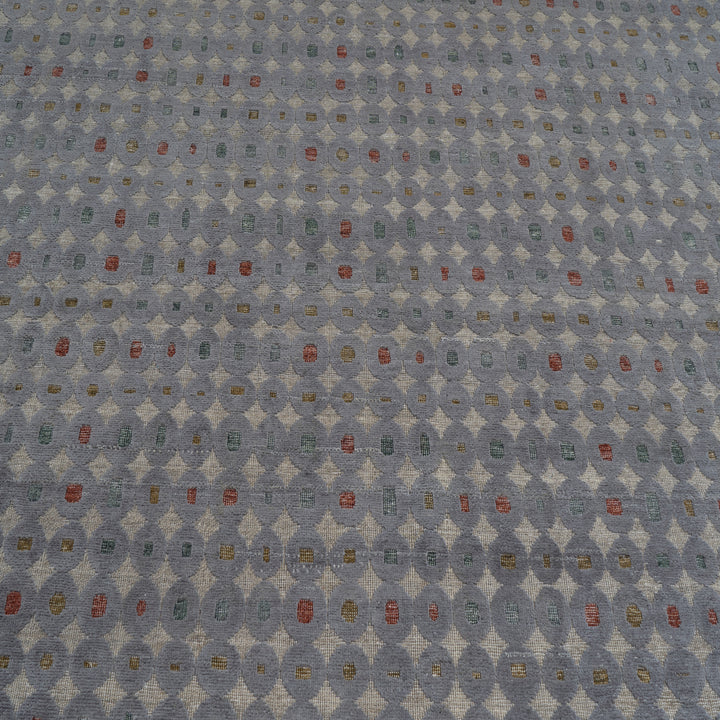 Grey Rust Contemporary Silk Wool Blend Rug - 6' x 9'