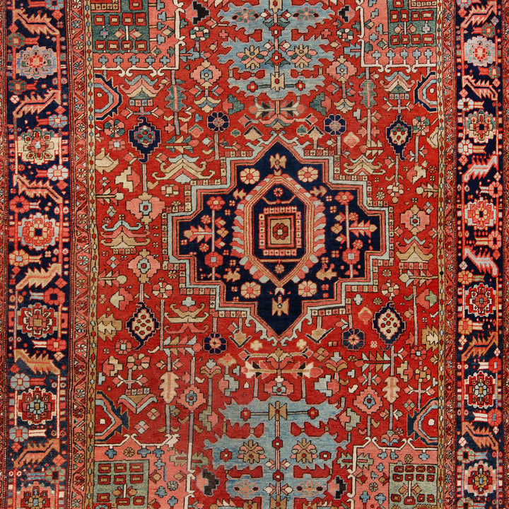 Tradtional Antique Persian Heriz Wool Rug - 9' x 11'5"
