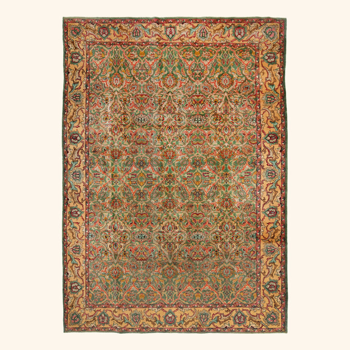 Tradtional Antique Indian Agra Wool Rug - 8' x 11'1"