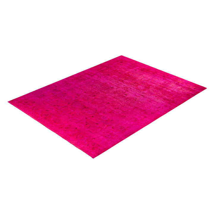 Pink Overdyed Wool Rug - 9'1" x 12'1"
