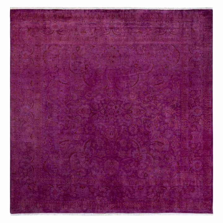 Purple Overdyed Wool Rug - 8'2" x 8'2"