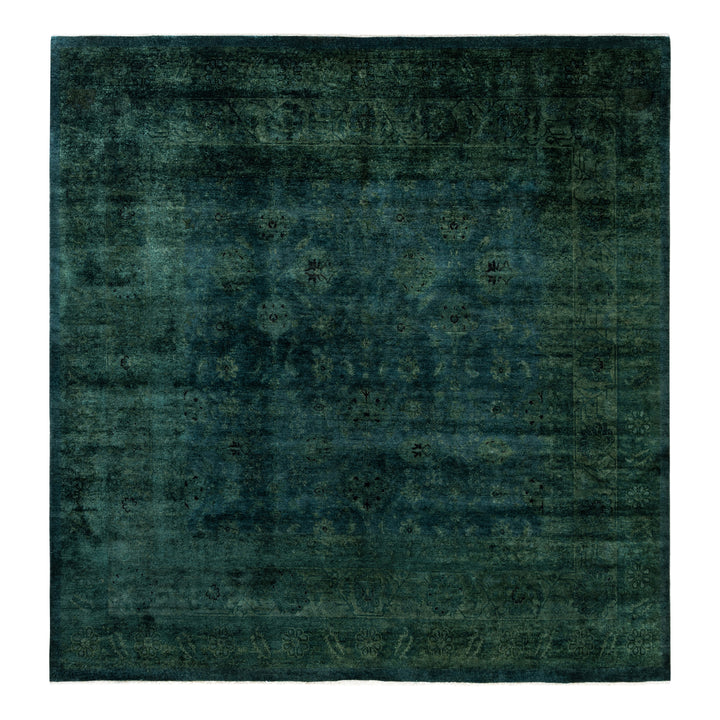Green Overdyed Wool Rug - 8'2" x 8'3"