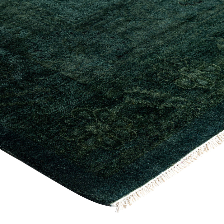 Green Overdyed Wool Rug - 8'2" x 8'3"