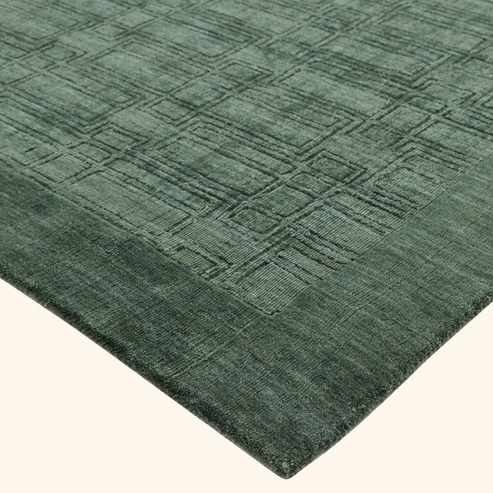 Green Solid Wool Rug