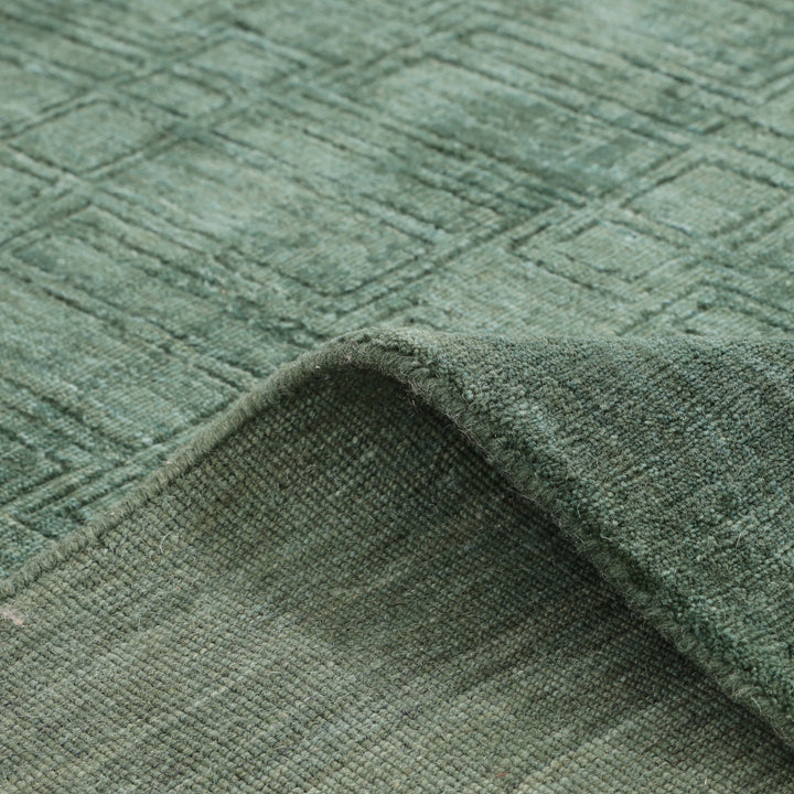Green Solid Wool Rug