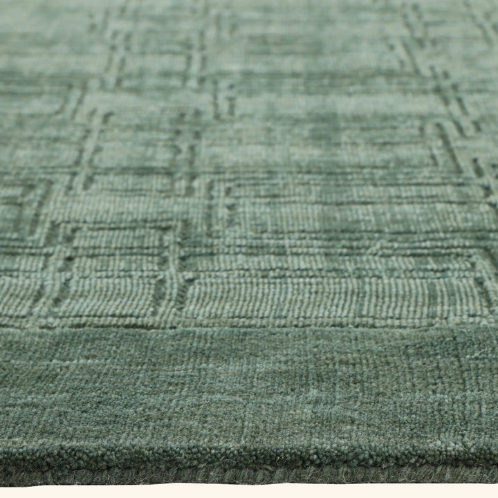 Green Solid Wool Rug