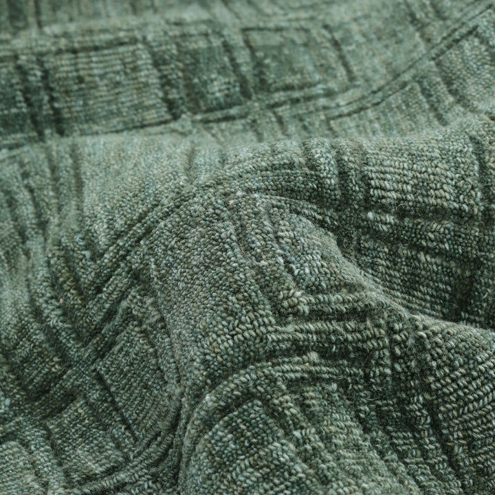 Green Solid Wool Rug
