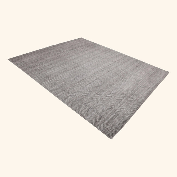 Grey Solid Art Silk Blend Rug