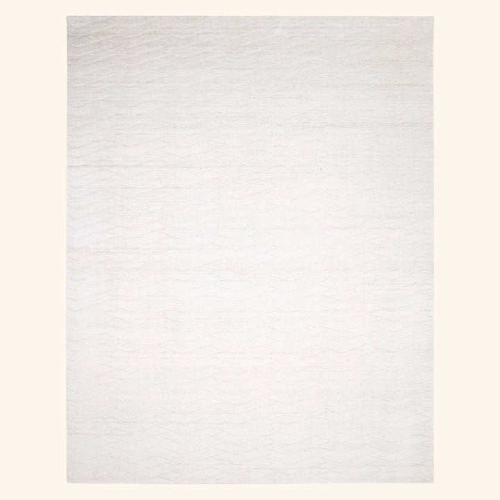 Ivory Solid Art Silk Wool Blend Rug - 5' x 8'