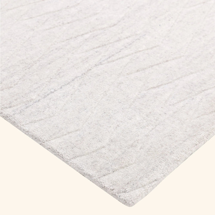 Ivory Solid Art Silk Wool Blend Rug - 5' x 8'