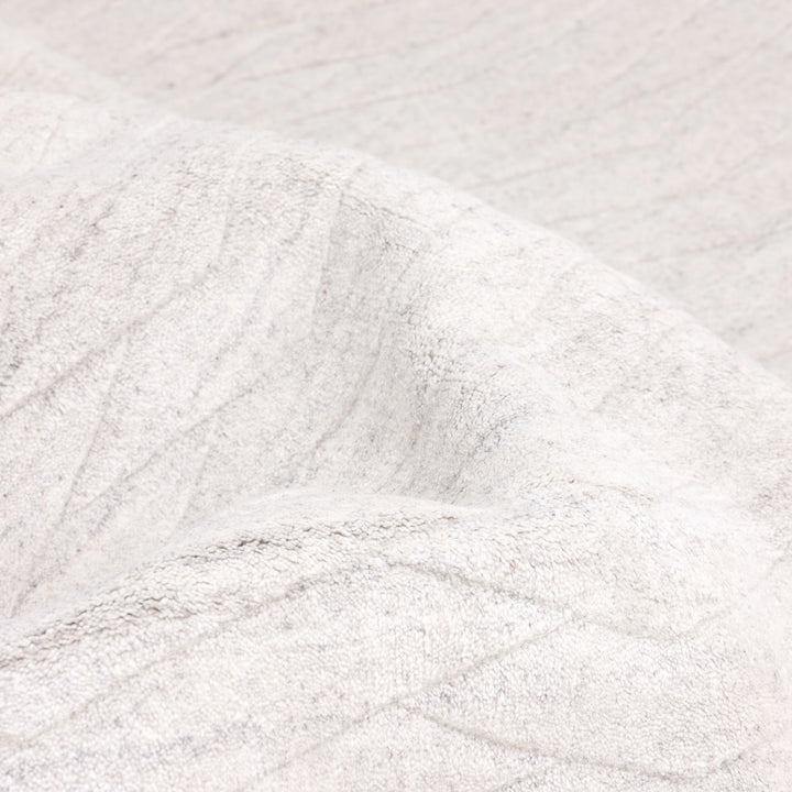 Ivory Solid Art Silk Wool Blend Rug - 5' x 8'