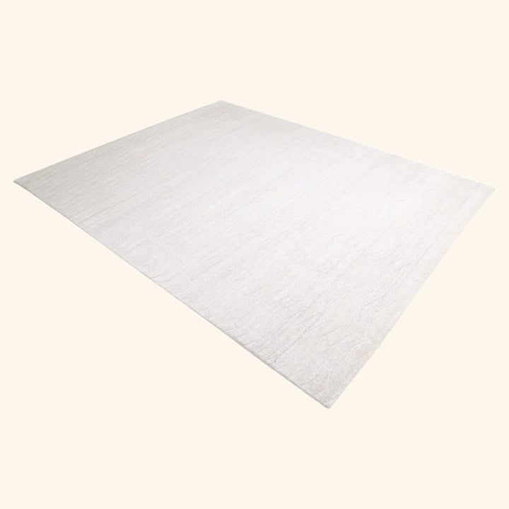 Ivory Solid Art Silk Wool Blend Rug - 5' x 8'